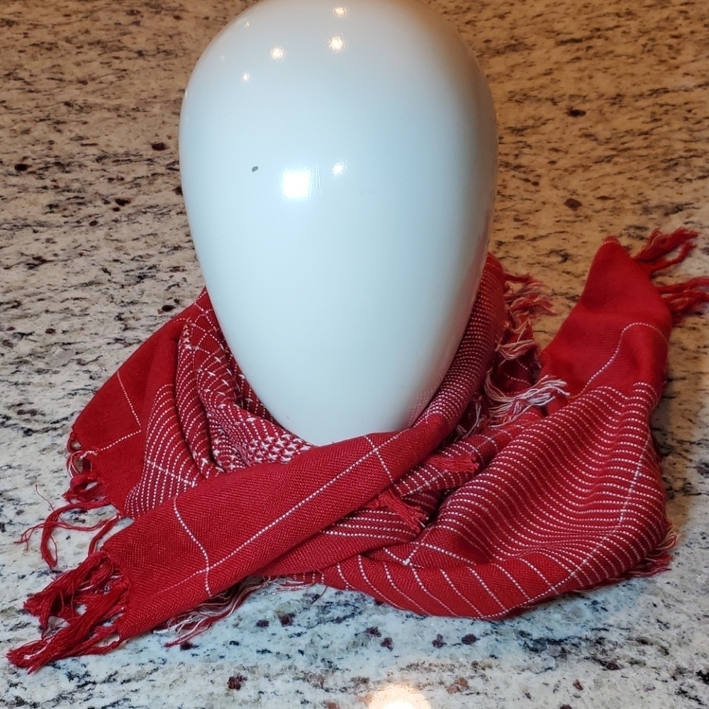VTG Glentex red & white rayon scarf